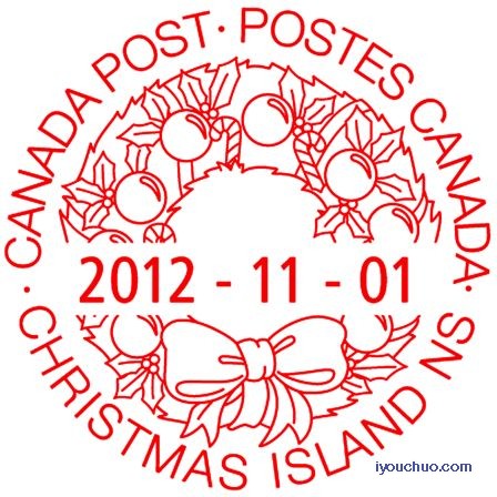 圣诞岛”为圣诞节设计的特殊邮戳样本。.jpg